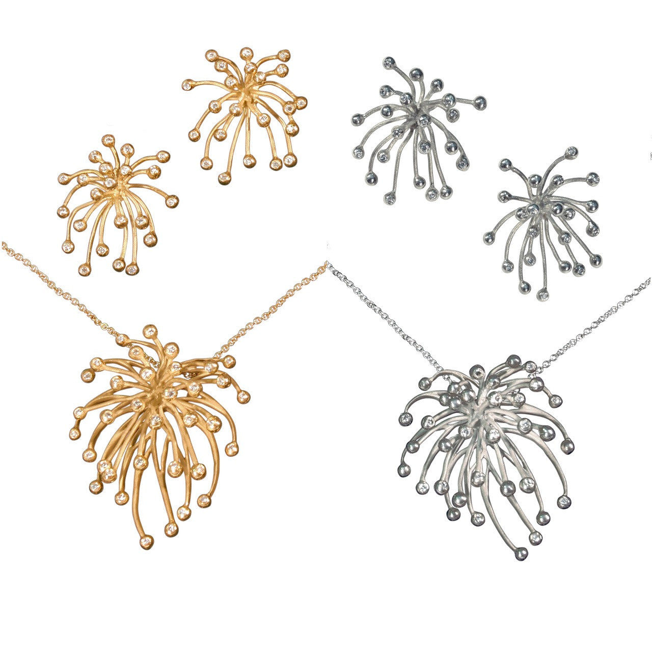 Superstar Necklace. Fireworks Pendant-Diamonds in 18K Gold: Life is a Celebration!-0