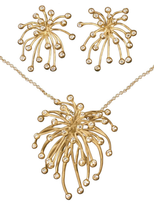 Superstar Necklace. Fireworks Pendant-Diamonds in 18K Gold: Life is a Celebration!-10