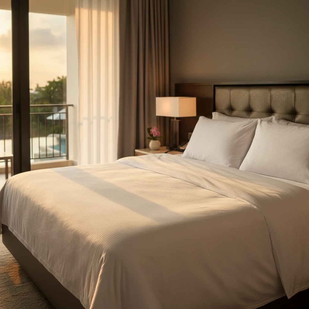 T-250 White Blended 10 MM Satin Stripe Bed Sheets-5
