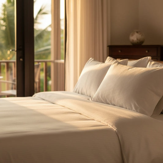 T-310 White Blended 6MM Satin Stripe Bed Sheets-0