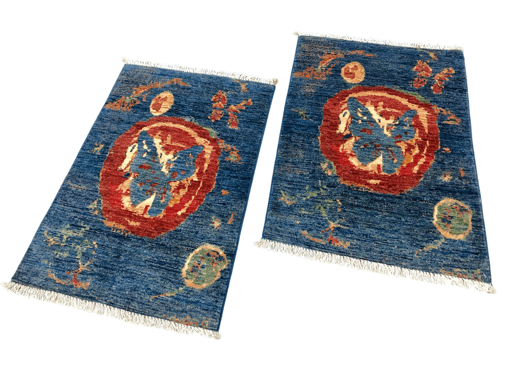Afghan Butterfly  blue/red 2x3-0