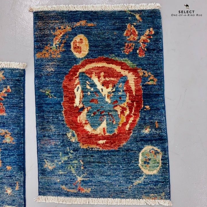 Afghan Butterfly  blue/red 2x3-3