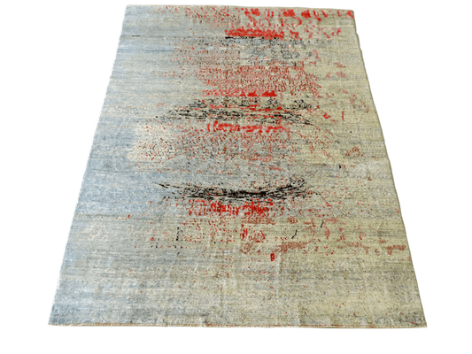 Contemporary Gabbeh (8'09"x11'02") aqua/coral-0
