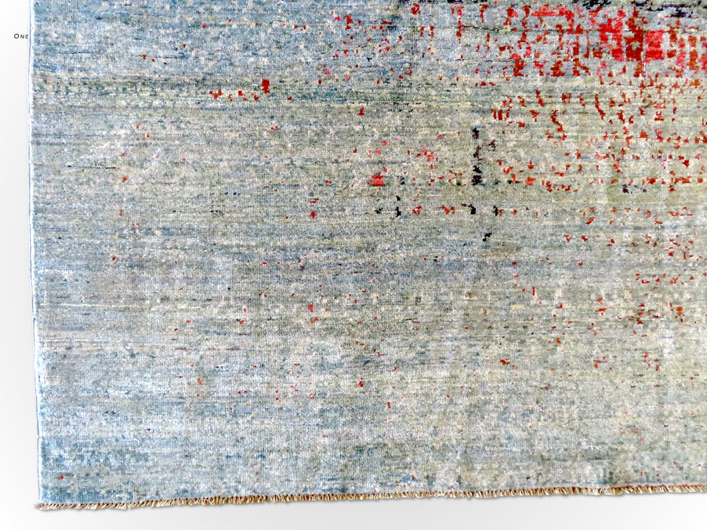 Contemporary Gabbeh (8'09"x11'02") aqua/coral-1