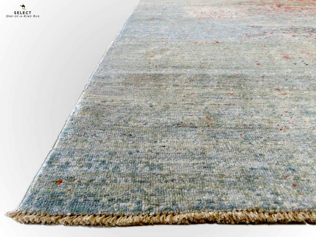 Contemporary Gabbeh (8'09"x11'02") aqua/coral-2