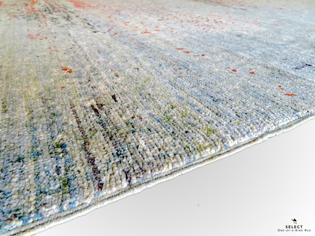 Contemporary Gabbeh (8'09"x11'02") aqua/coral-3