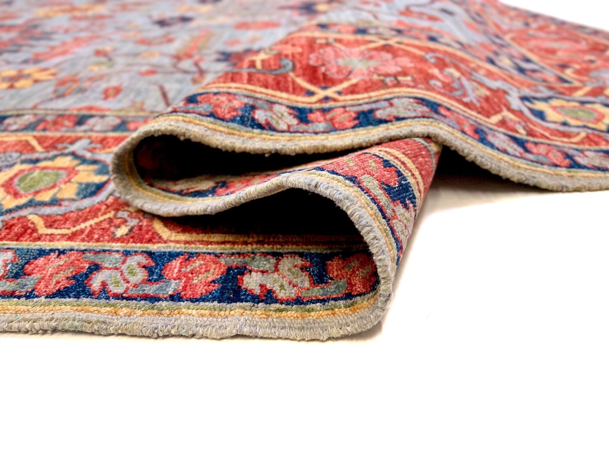 Afgahn Heriz (10'02"x14'00") lt.blue/red-4