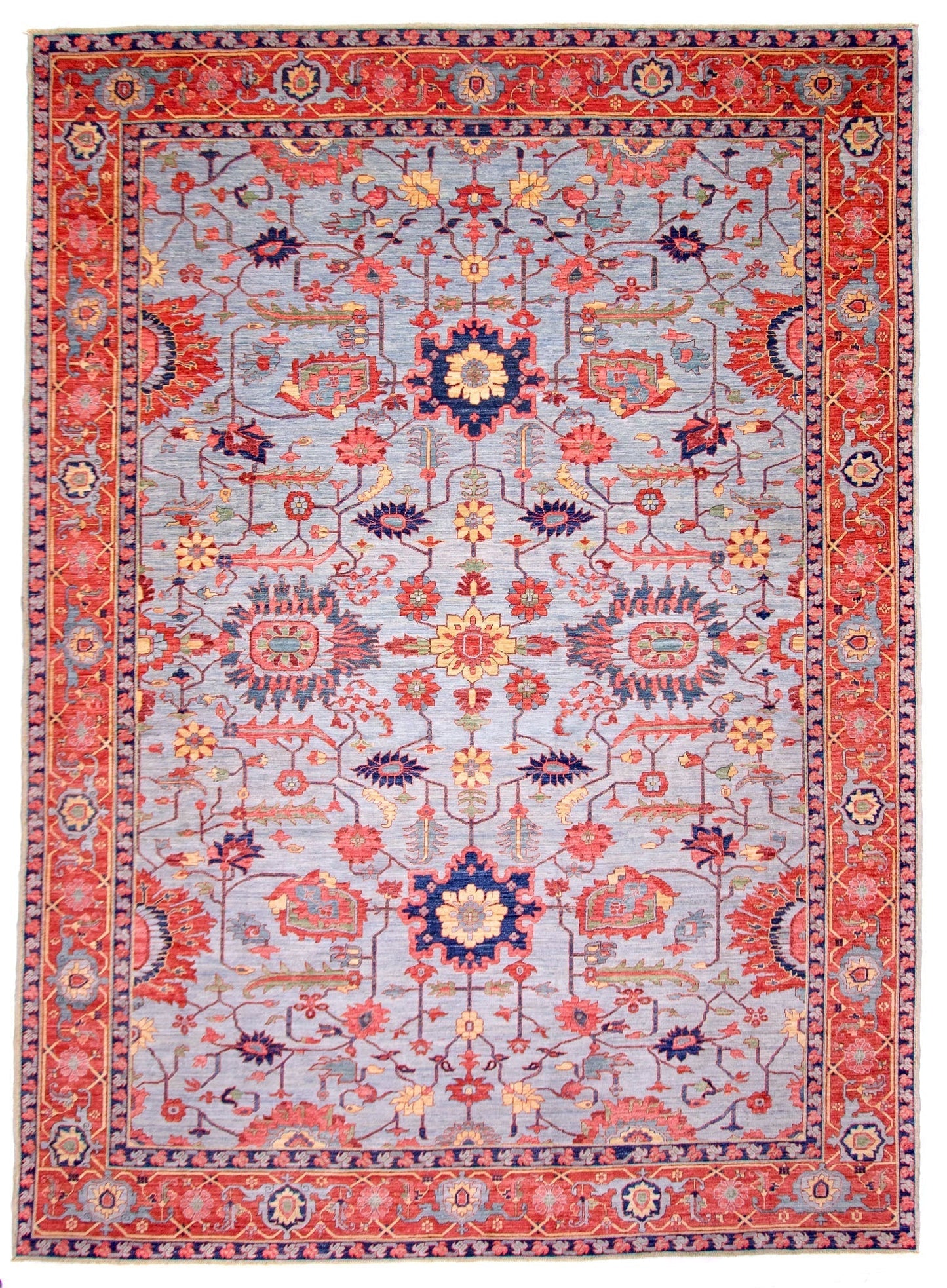 Afgahn Heriz (10'02"x14'00") lt.blue/red-0