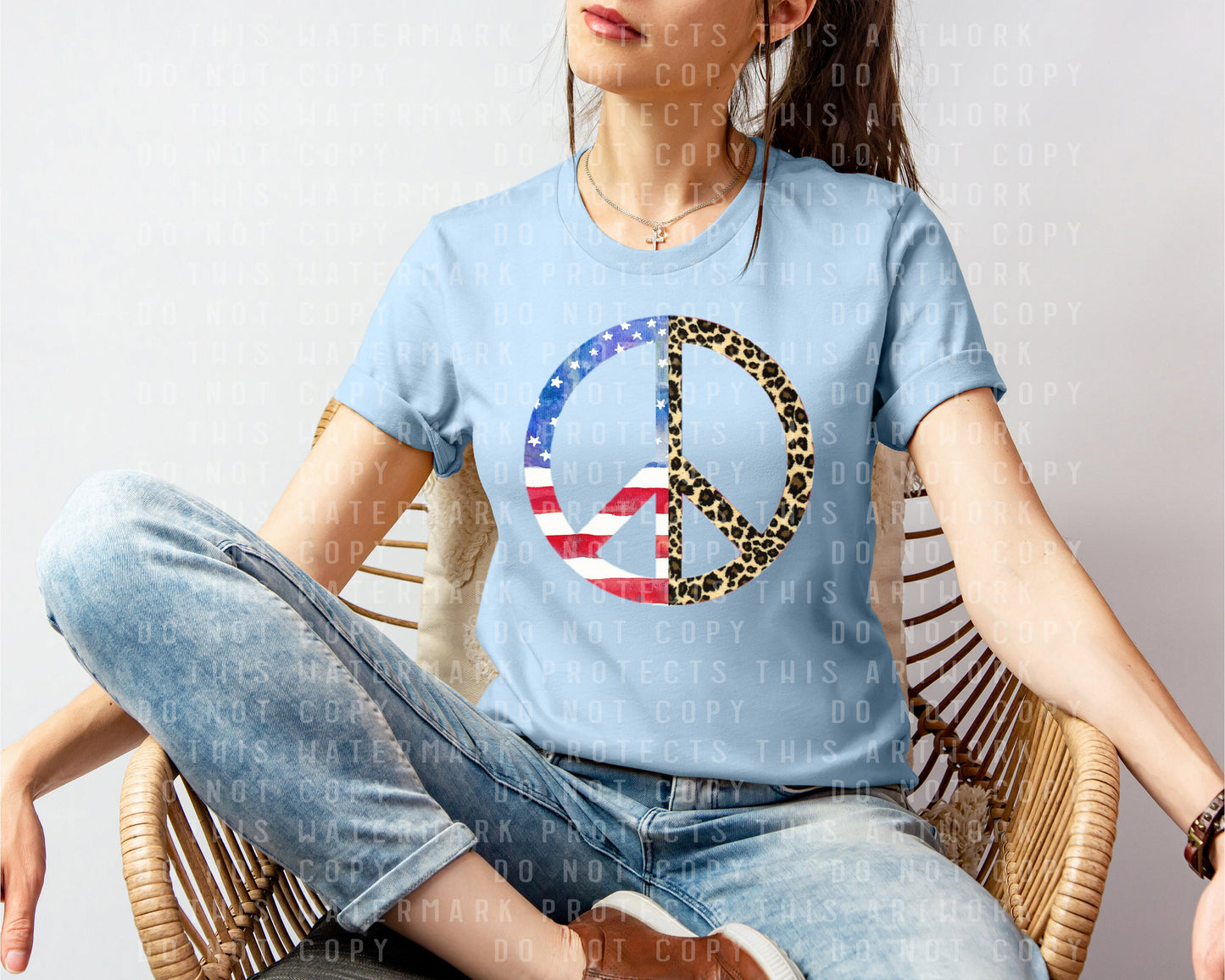 Leopard Flag Peace Sign Graphic Tee