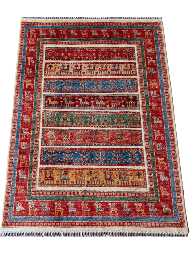 Gabbeh (5'11"x7'00") multistripe/red-0
