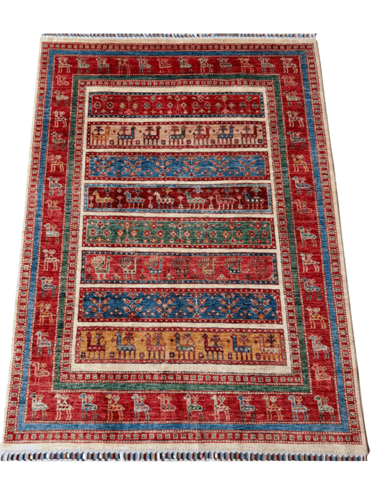 Gabbeh (5'11"x7'00") multistripe/red-0