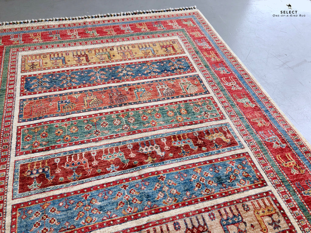Gabbeh (5'11"x7'00") multistripe/red-4