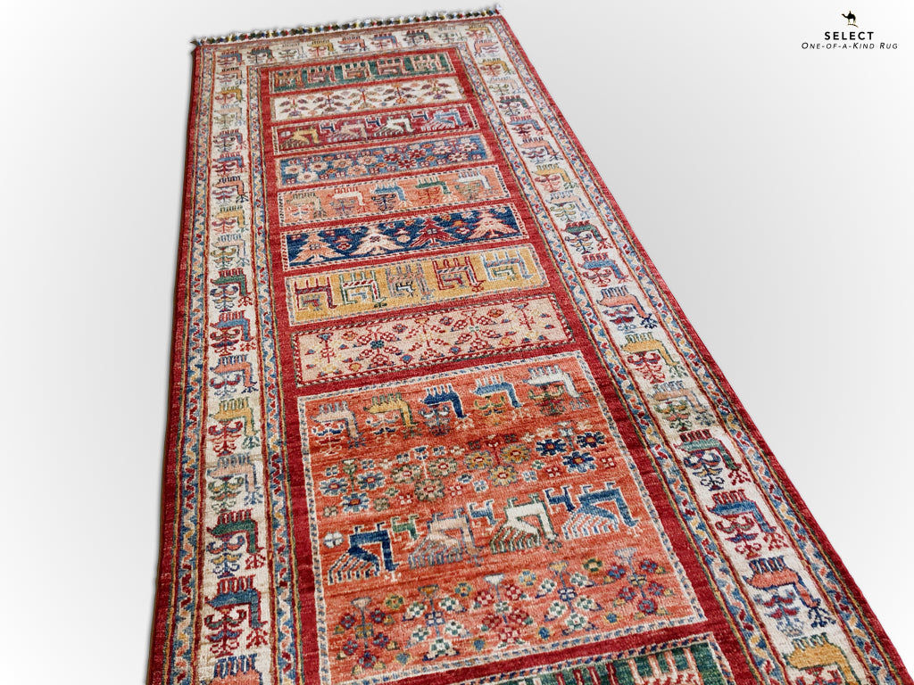 Pazyryk-Style Gabbeh  red/mt 9' Runner-4