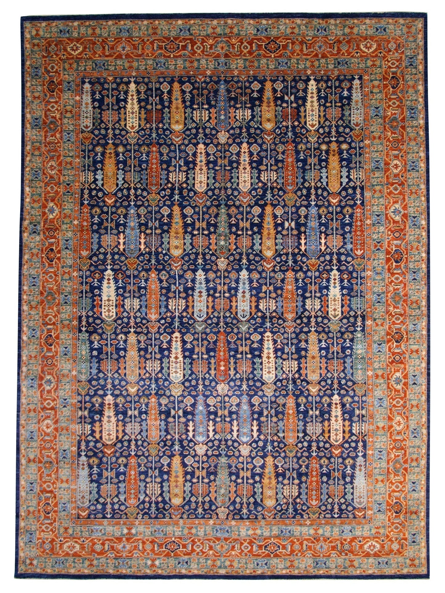 Afghan-Made Serapi (10'00"x13'10") navy/rust-0