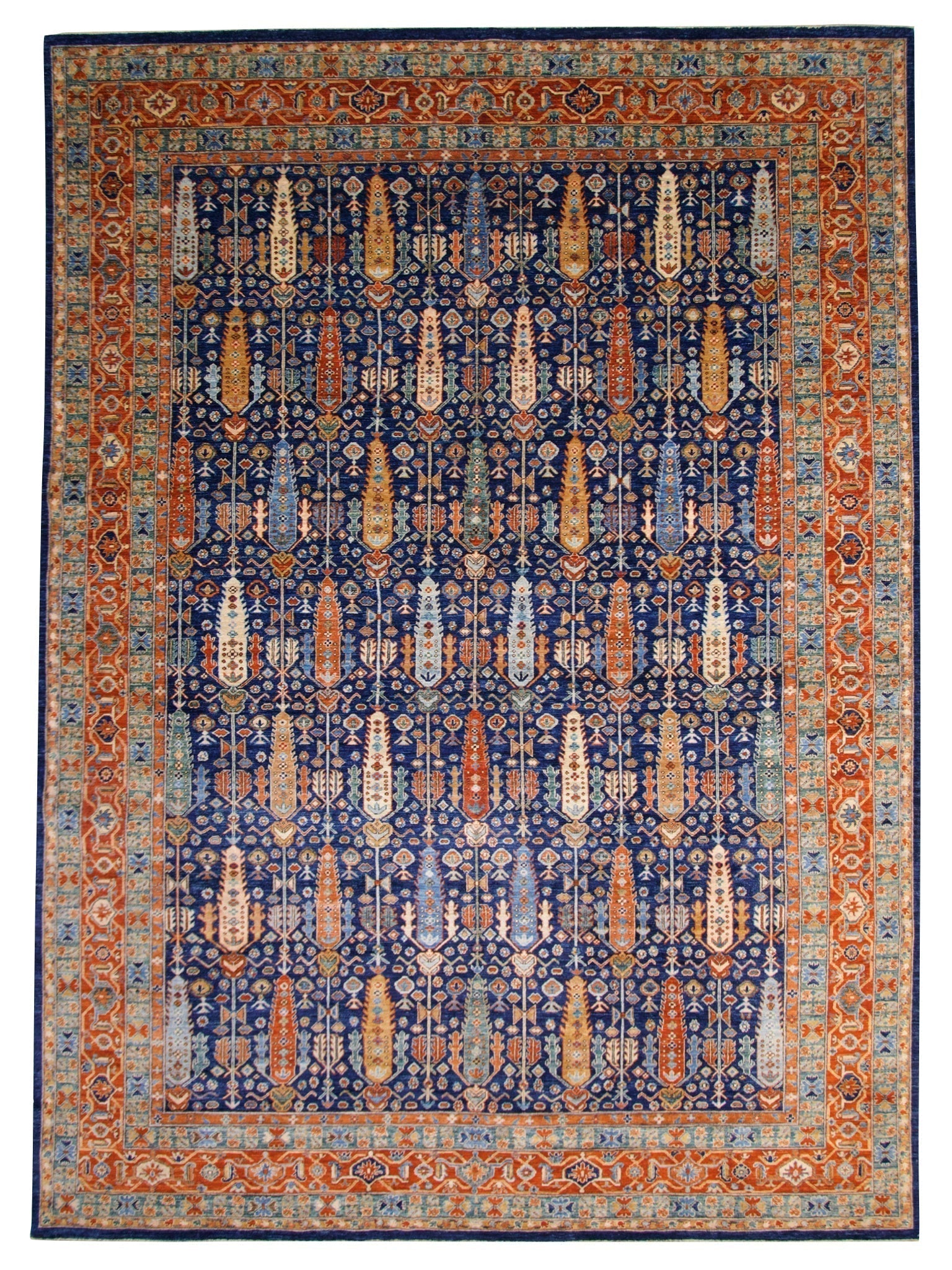 Afghan-Made Serapi (10'00"x13'10") navy/rust-0