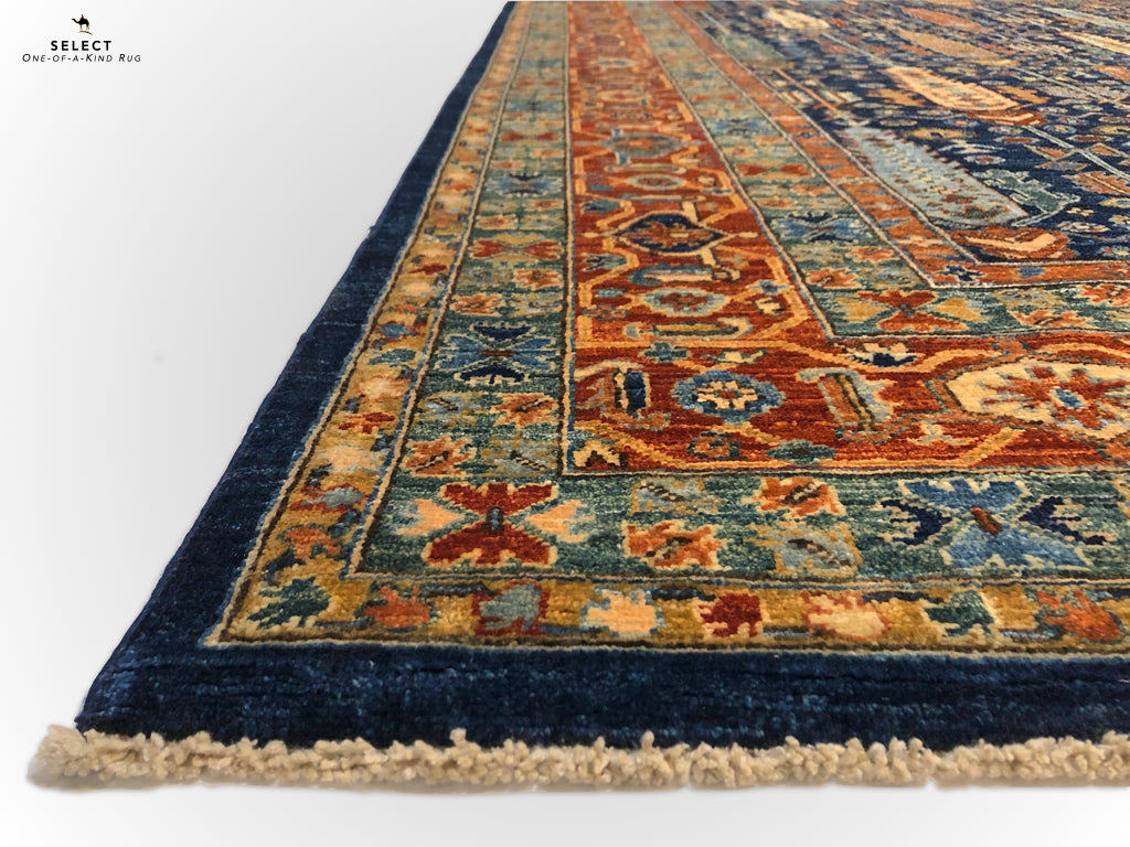 Afghan-Made Serapi (10'00"x13'10") navy/rust-2
