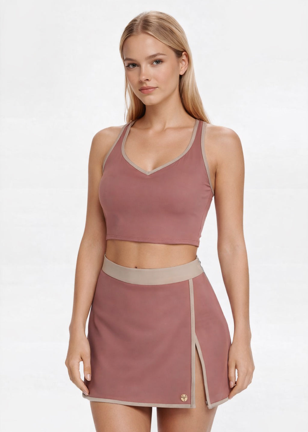 Contrast Cropped Sports Bra Made in USA