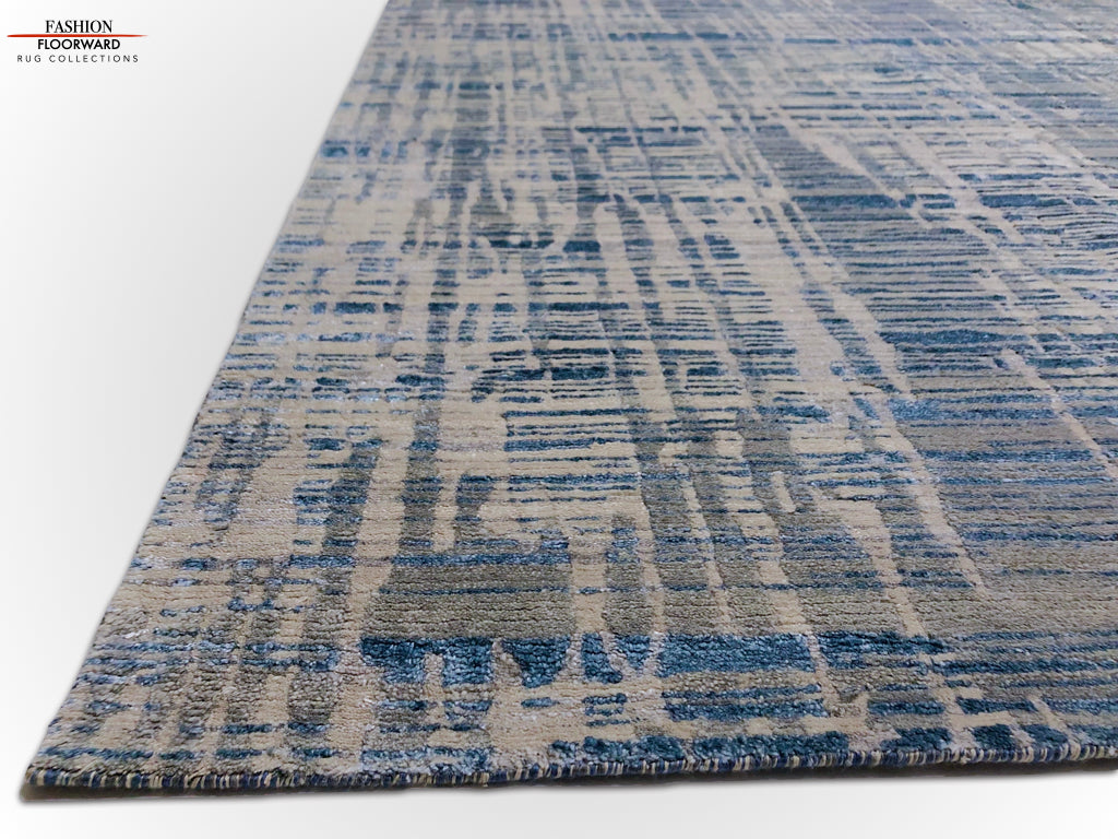 Contemporary wool/bamboo (8'00"x10'00") blue/gray-2