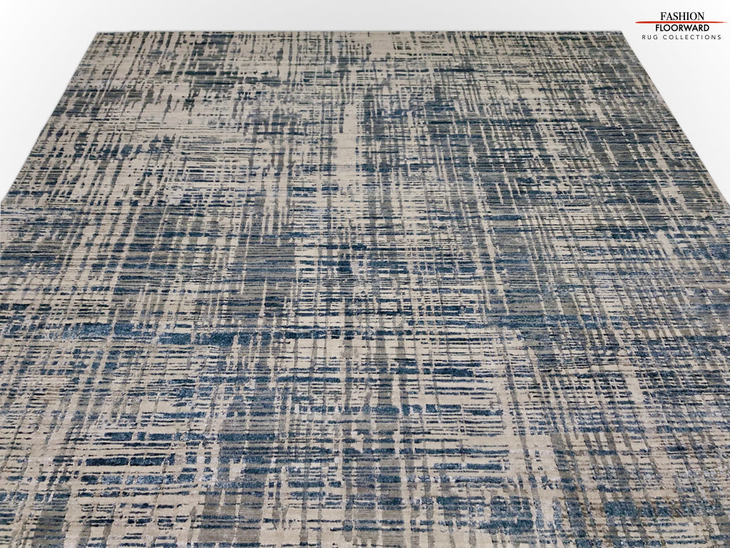 Contemporary wool/bamboo (8'00"x10'00") blue/gray-4