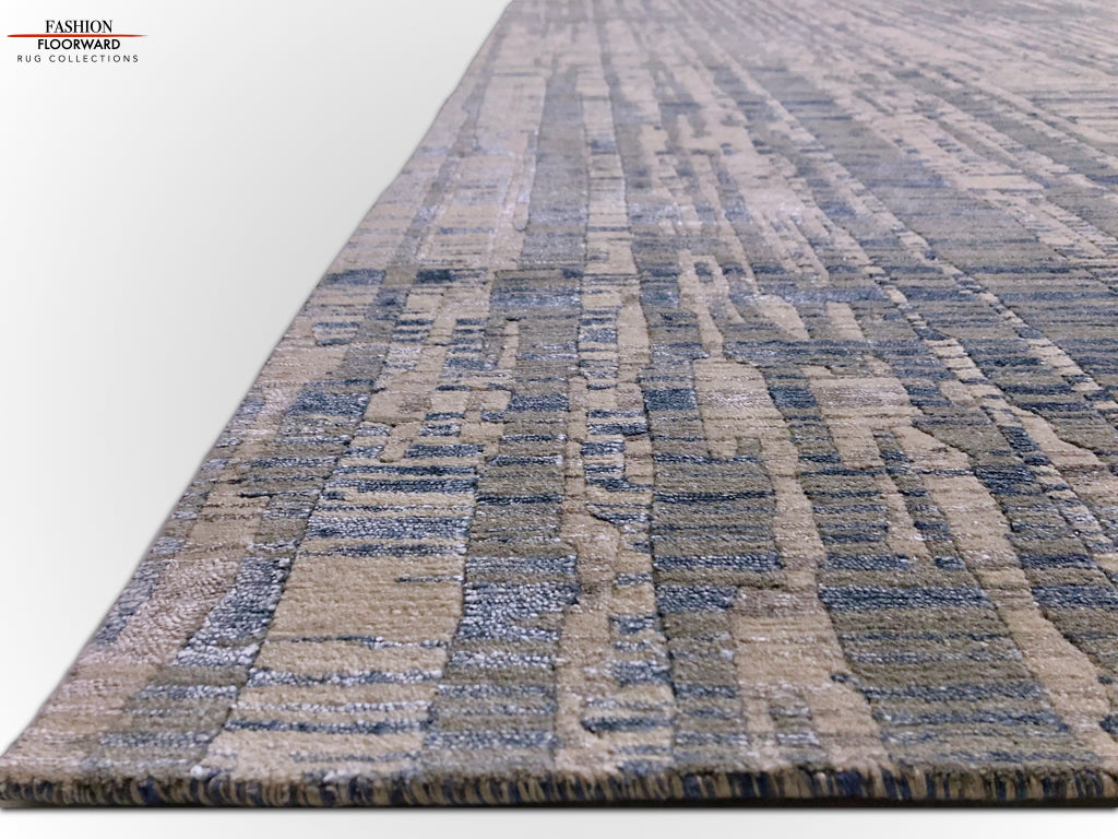 Carved, Contemporary Tibetan-Style 12x15 (blue/gray)-2
