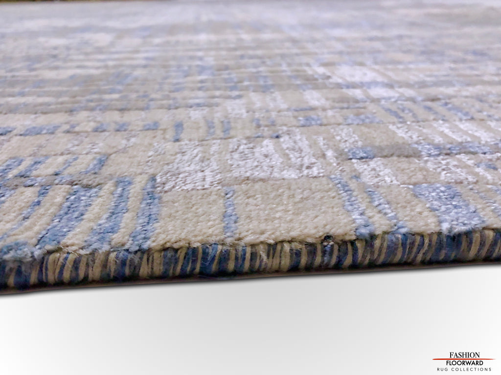 Carved, Contemporary Tibetan-Style 12x15 (blue/gray)-3