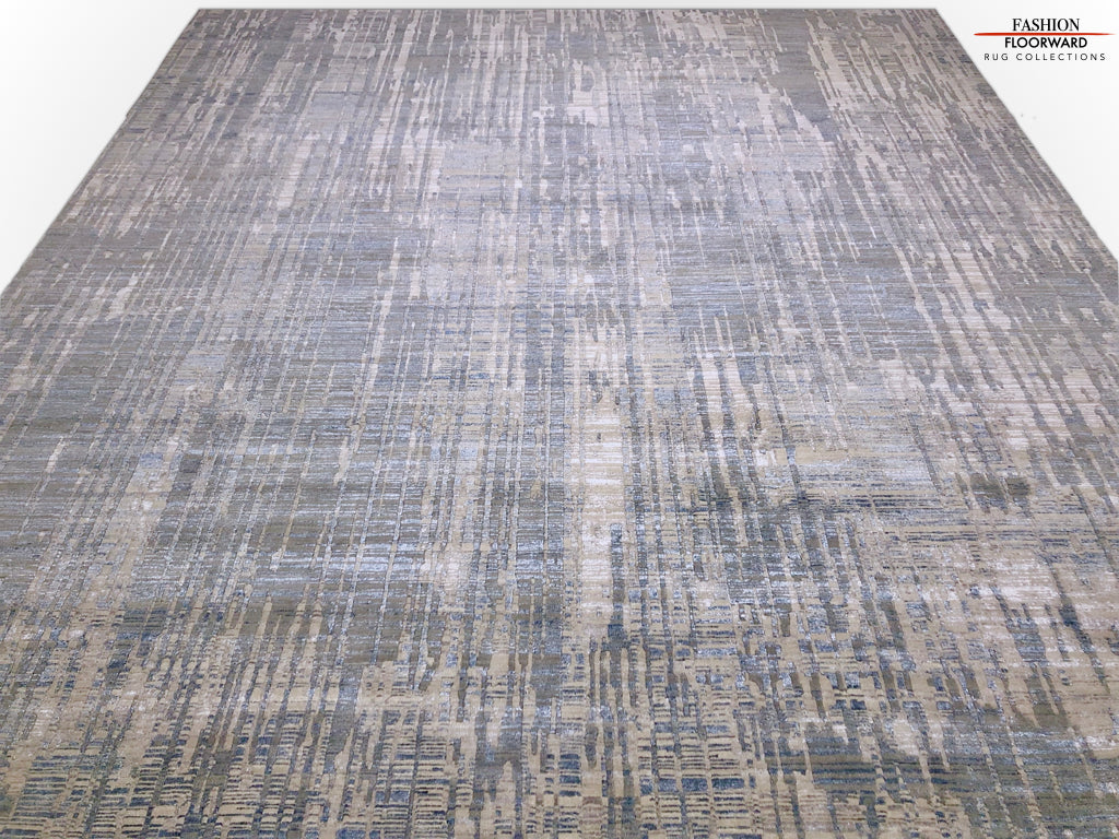 Carved, Contemporary Tibetan-Style 12x15 (blue/gray)-4