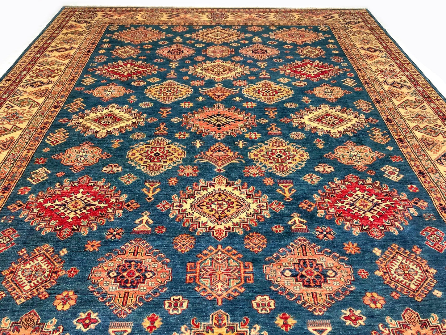 Super Kazak (8'11"x12'02") blue/lt.gold-3