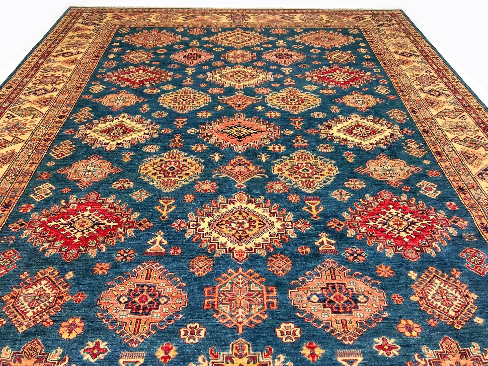 Super Kazak (8'11"x12'02") blue/lt.gold-3