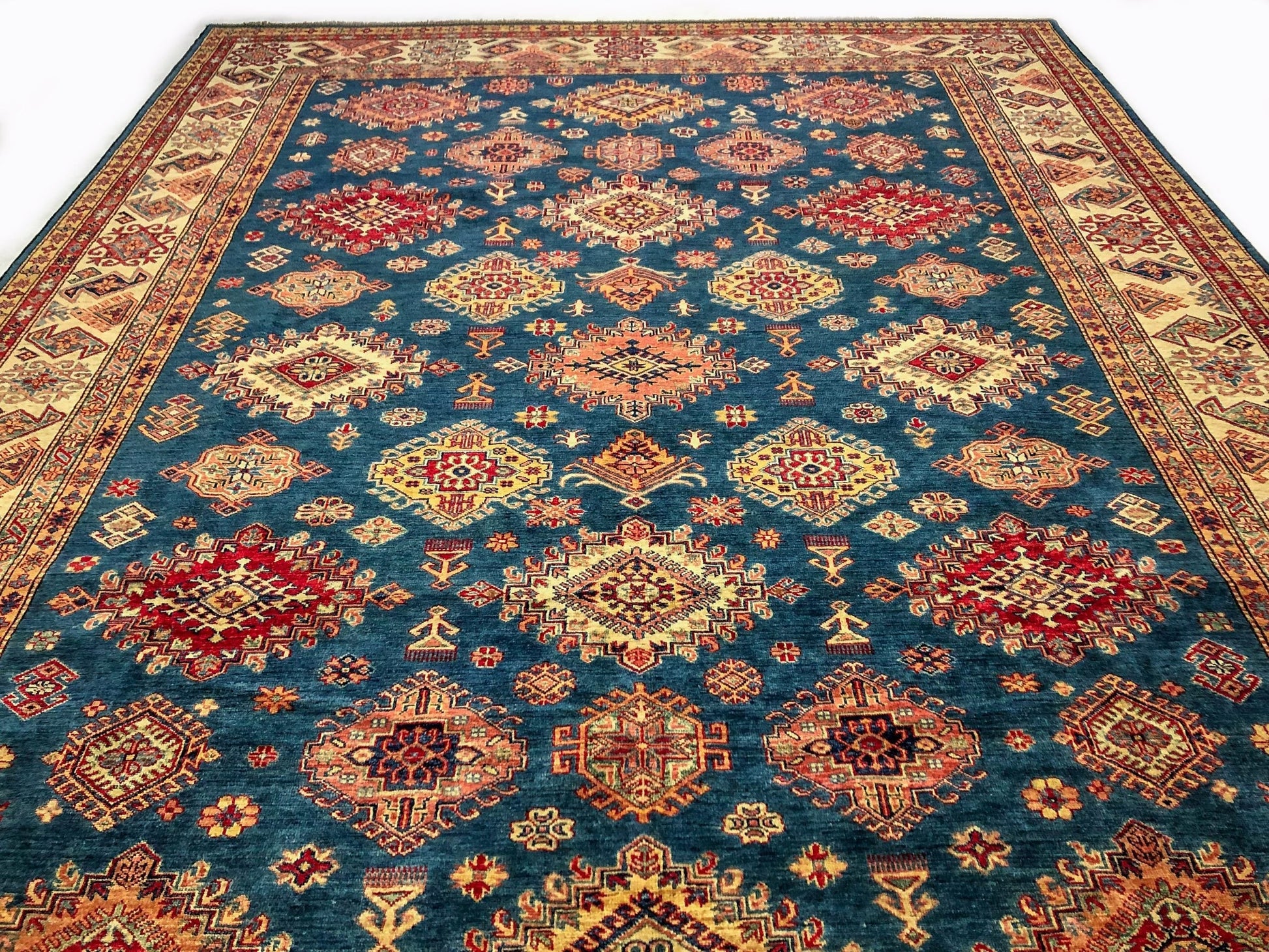 Super Kazak (8'11"x12'02") blue/lt.gold-4