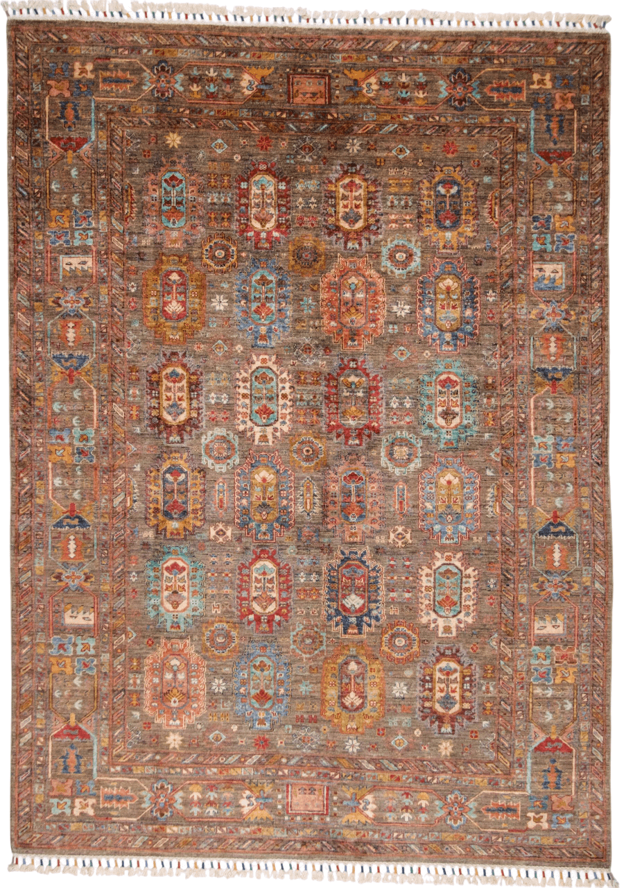 Khorjin (5'06"x7'08") camel/jewel tones-0