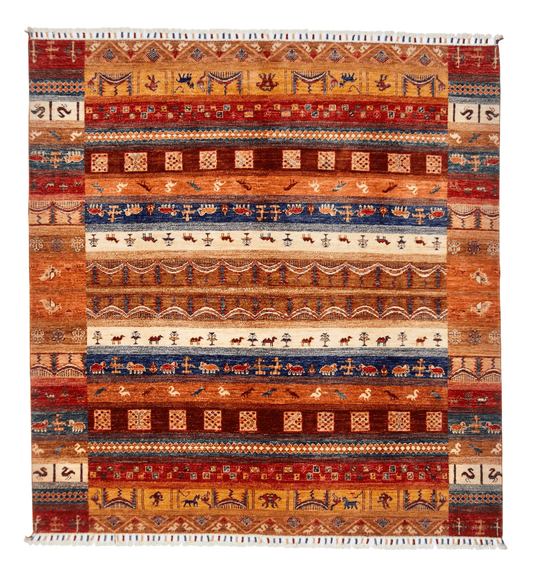 Khurjeen/Gabbeh (6'06"x6'10") rust/multicolor-0