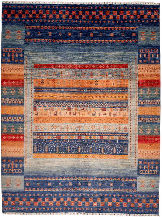 Khorjin/Gabbeh (9'00"x11'09") blue/multicolor-0
