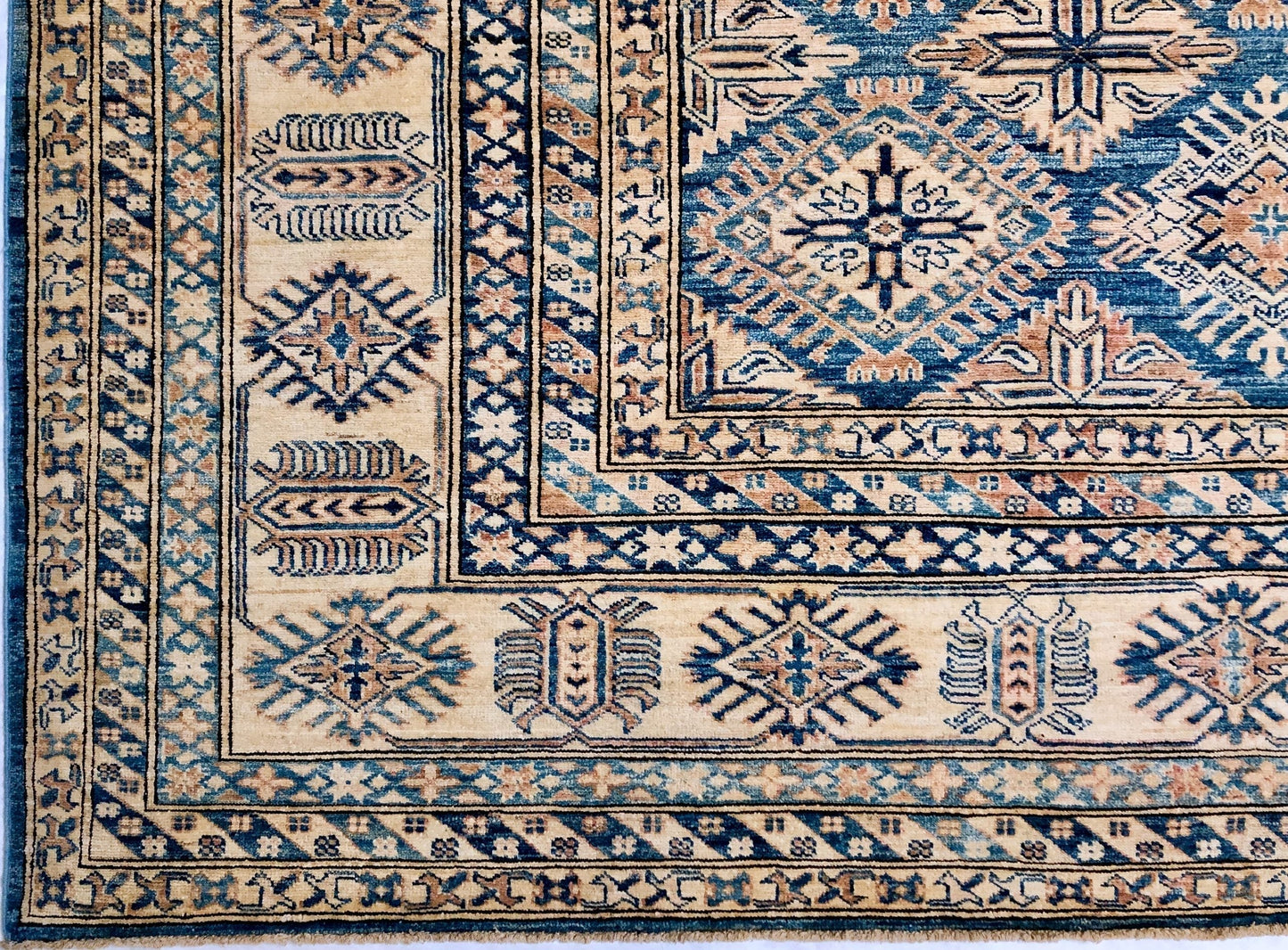 Antique Washed Super Kazak (10'06"x13'08") blue/ivory-1