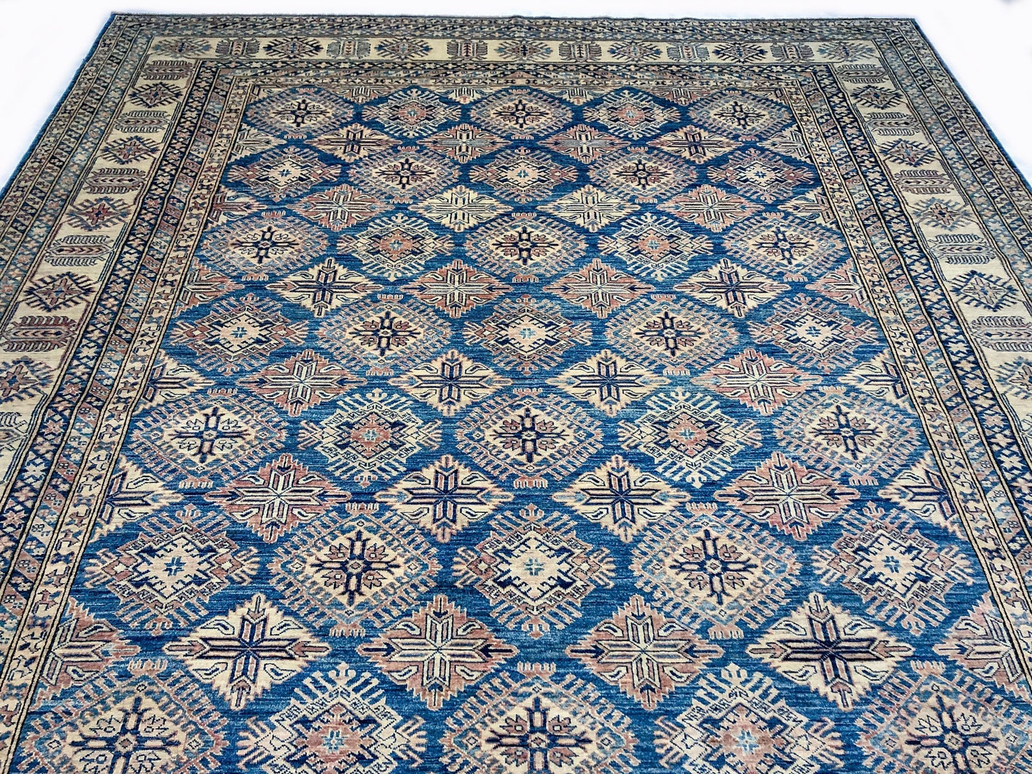 Antique Washed Super Kazak (10'06"x13'08") blue/ivory-3
