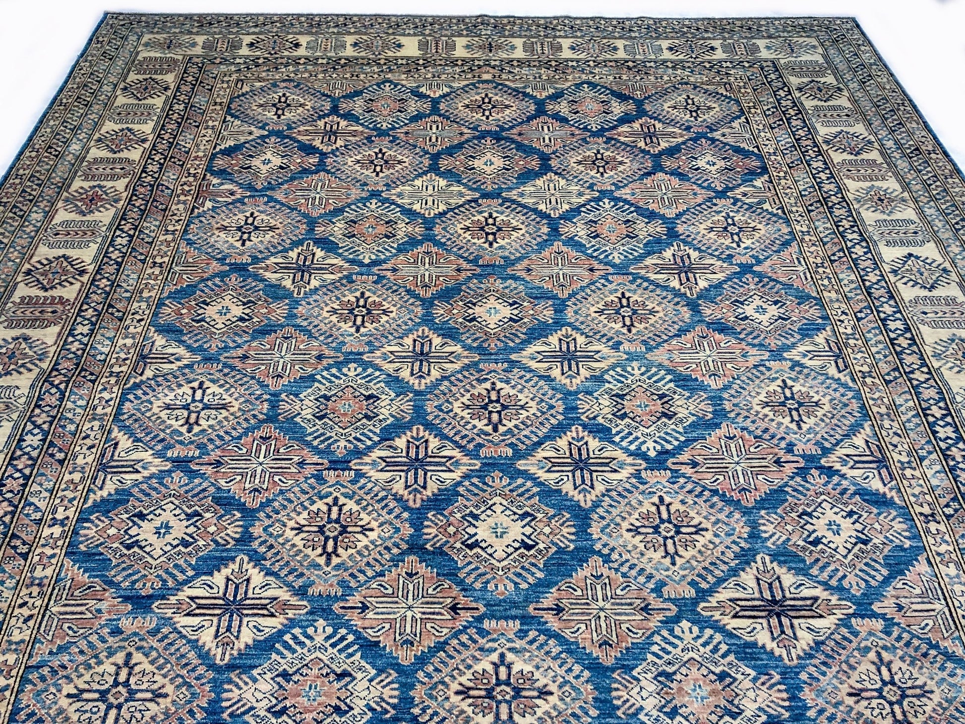 Antique Washed Super Kazak (10'06"x13'08") blue/ivory-3