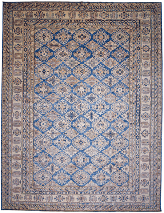 Antique Washed Super Kazak (10'06"x13'08") blue/ivory-0