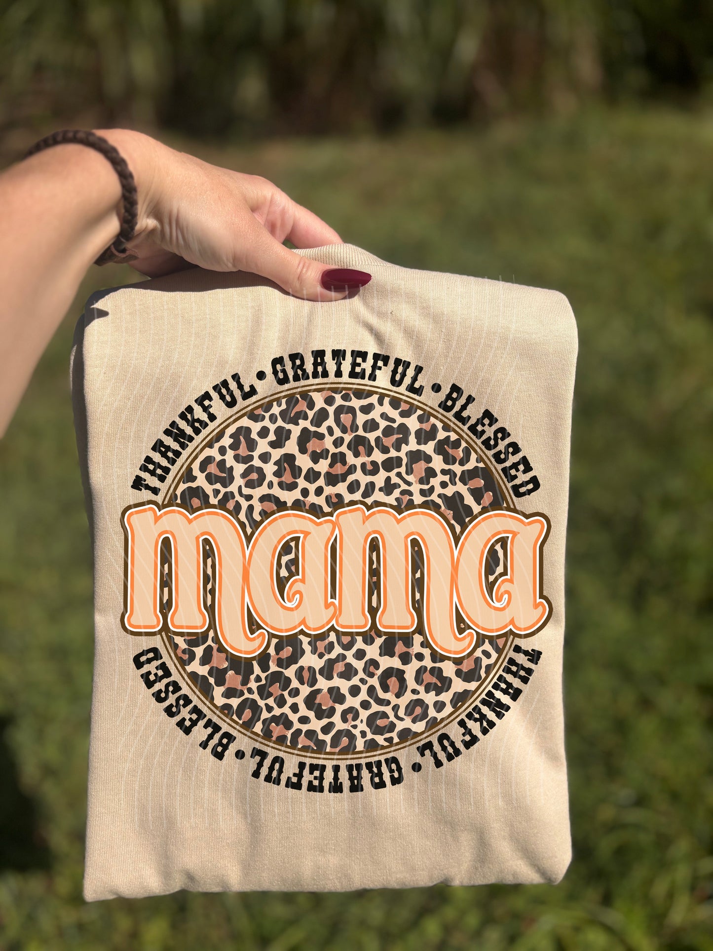 Thankful Grateful Blessed Mama Graphic Tee