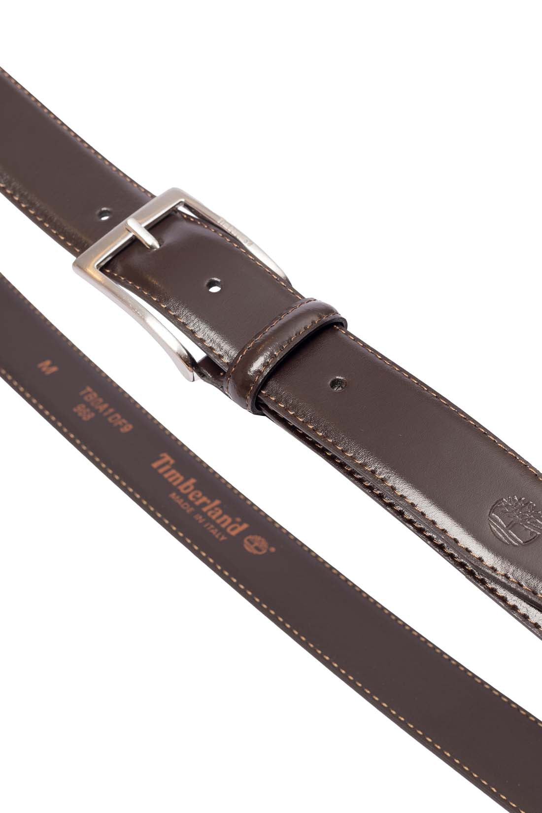 TIMBERLAND - Men's leather belt with logo  - Size XL-16