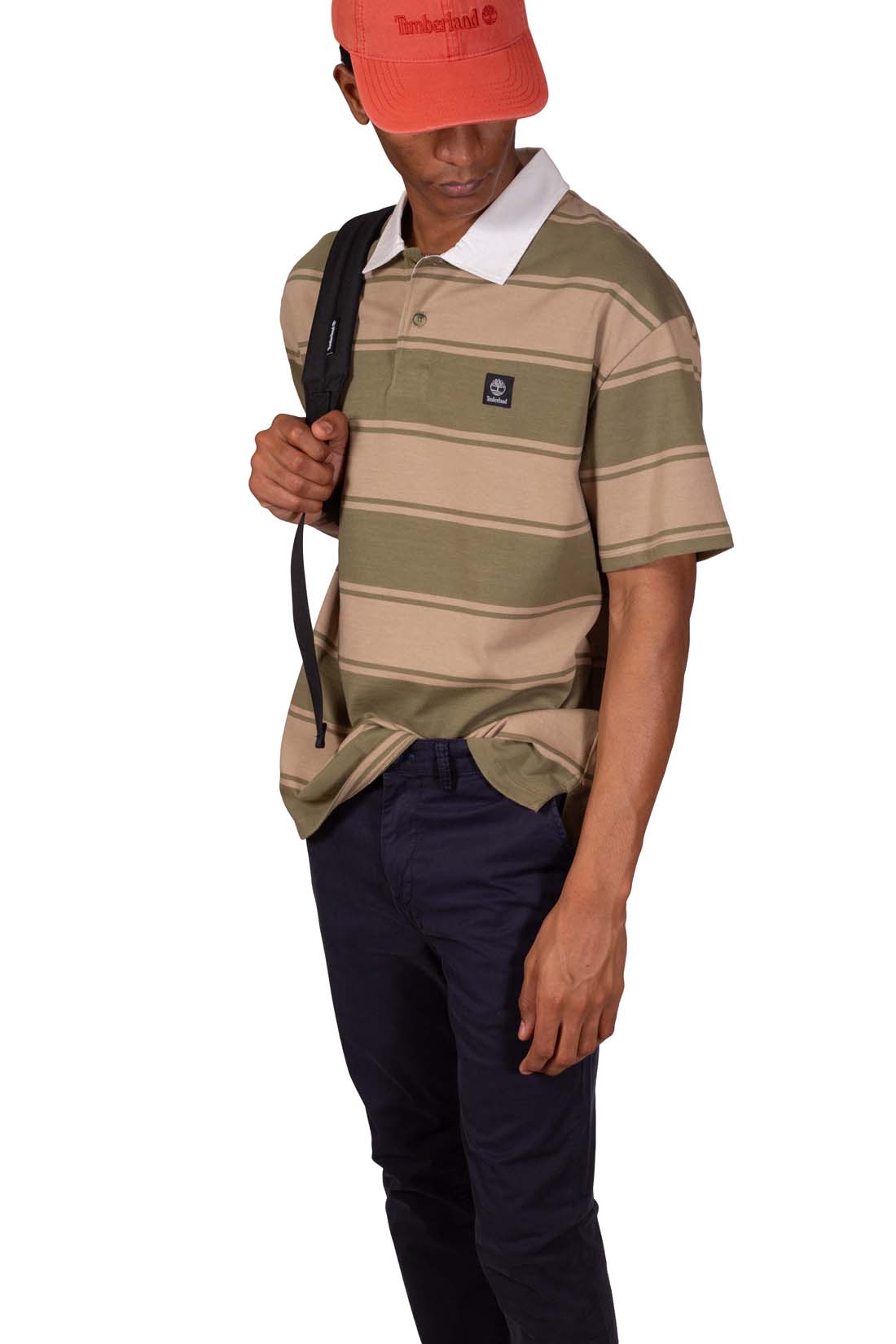 TIMBERLAND - Men's striped rugby polo shirt  - Size L-3