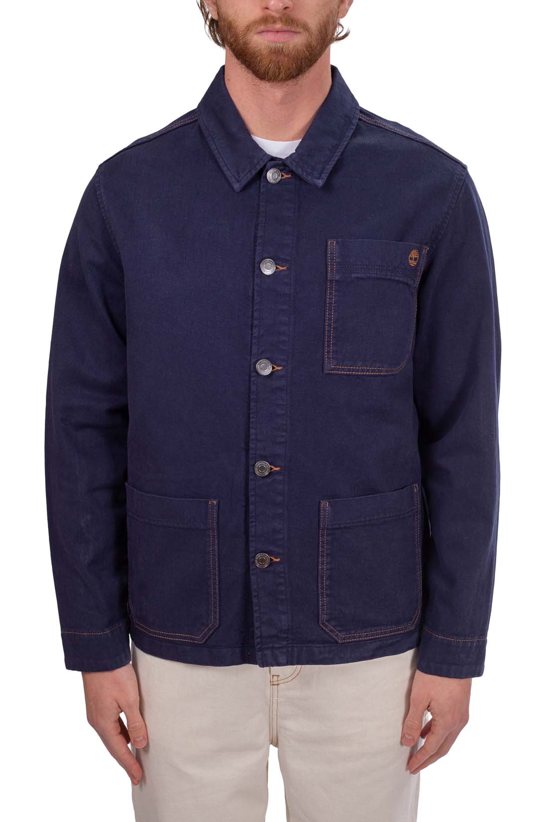 TIMBERLAND - Men's denim shirt jacket with logo-1