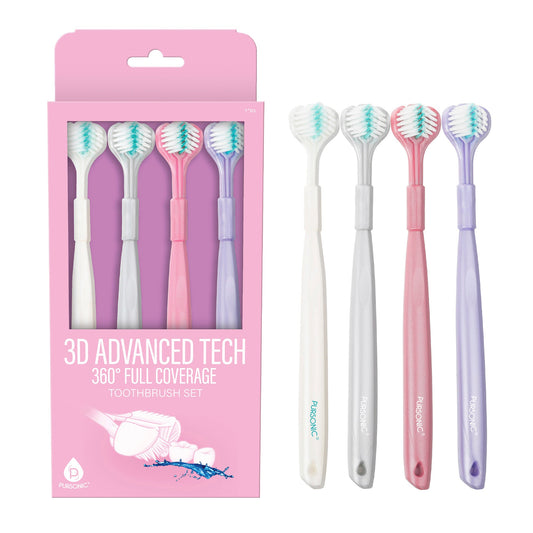 Pursonic 3D Advanced Tech 360° Full Coverage Toothbrush Set (4-Pack)-0