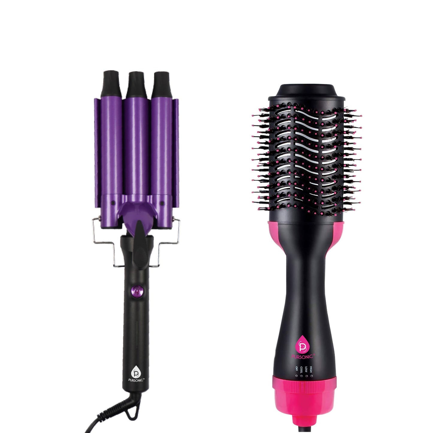 Salon-Quality Hair Duo: Triple Barrel Hair Curler & One Step Volumizing Hair Dryer-0