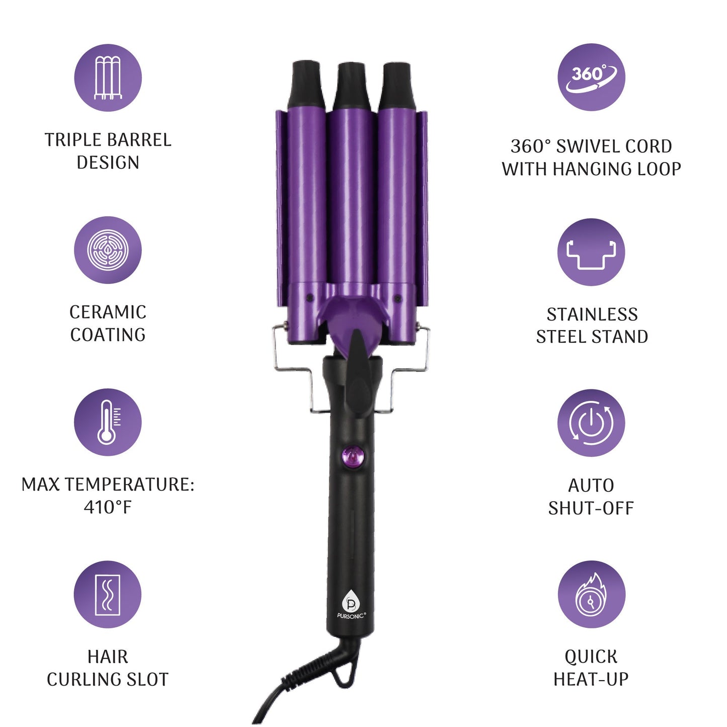 Dimmable LED Vanity Mirror & Pursonic Triple Barrel Hair Curler: The Ultimate Glow-Up Bundle