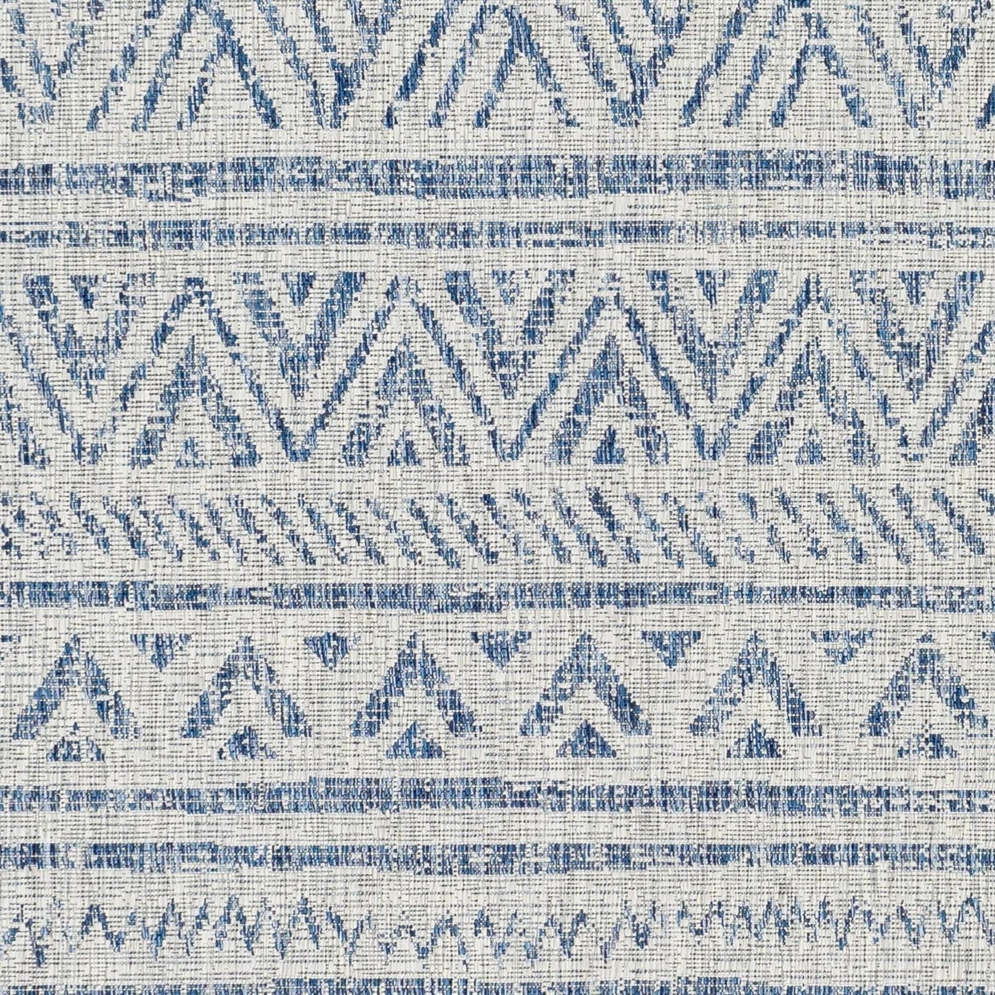 2 ft. x 3 ft. Blue Grey Chevron Coastal Boho Style Indoor Outdoor Area Rug-2