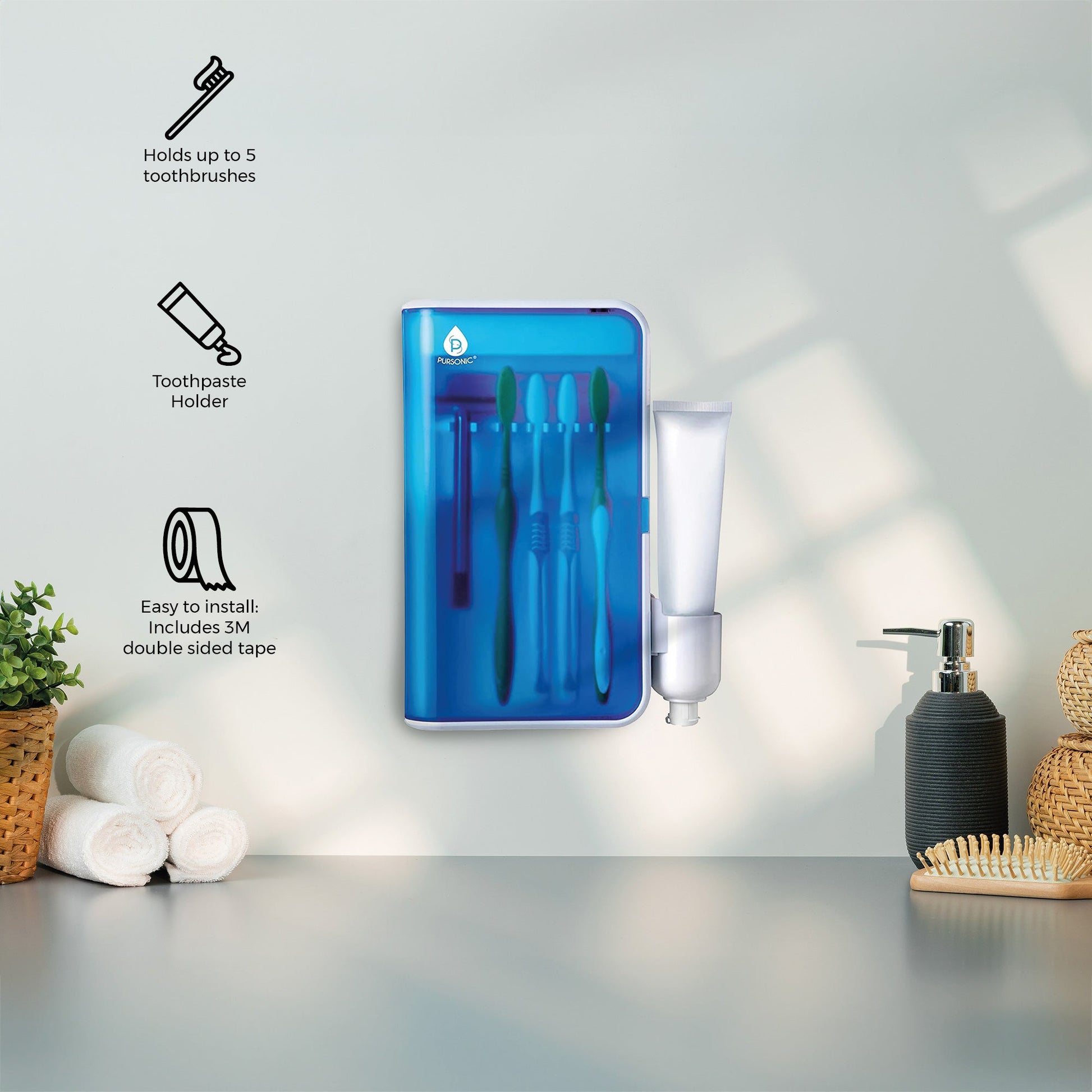 USB Rechargeable Rotary Toothbrush & UV Sanitizer Station (3 Brush Heads Included)-2