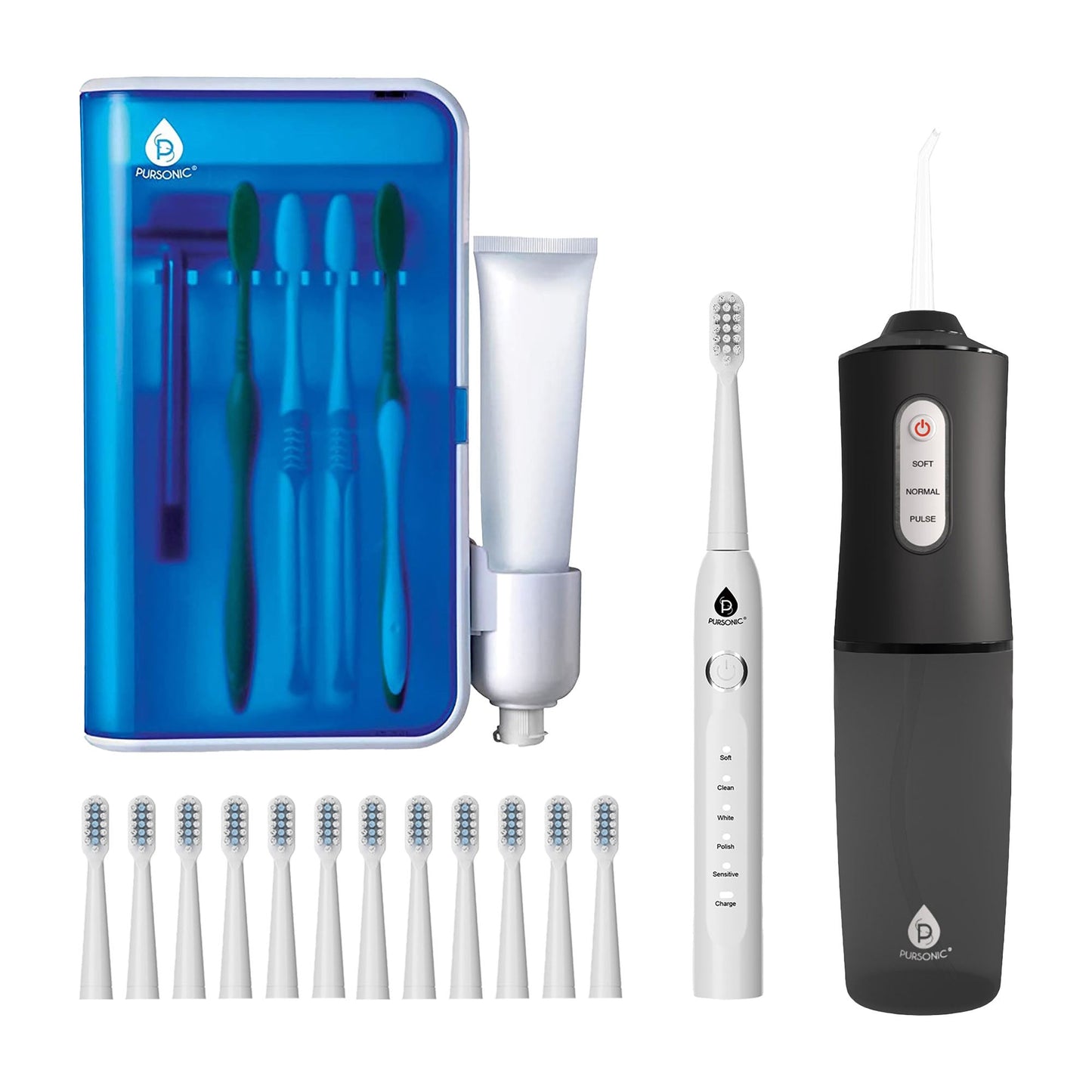 Pursonic Complete Oral Care Bundle – USB Rechargeable Sonic Toothbrush, Water Flosser & UV Toothbrush Sanitizer-5