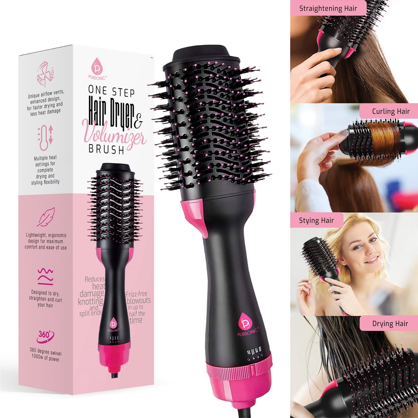 Salon-Quality Hair Duo: Triple Barrel Hair Curler & One Step Volumizing Hair Dryer-1