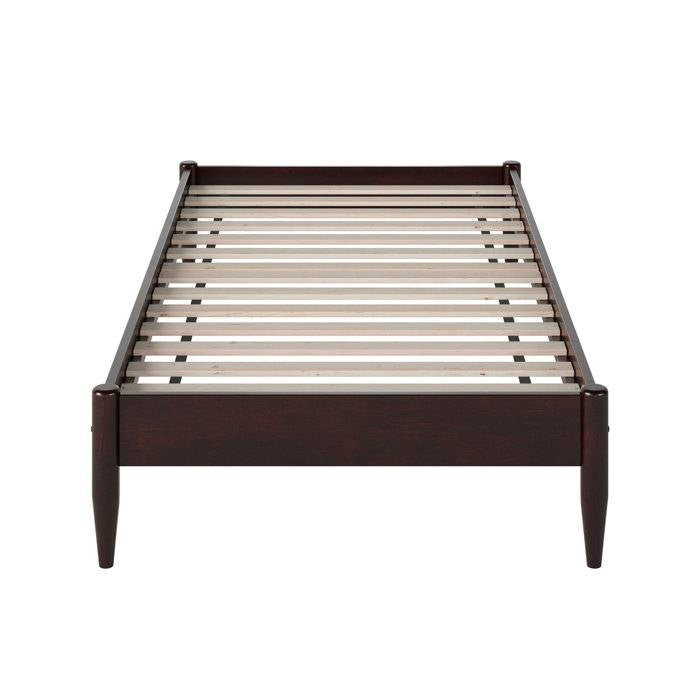 Twin Size Solid Hardwood Victorian Style Espresso Platform Bed-1