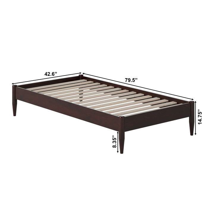 Twin Size Solid Hardwood Victorian Style Espresso Platform Bed-4