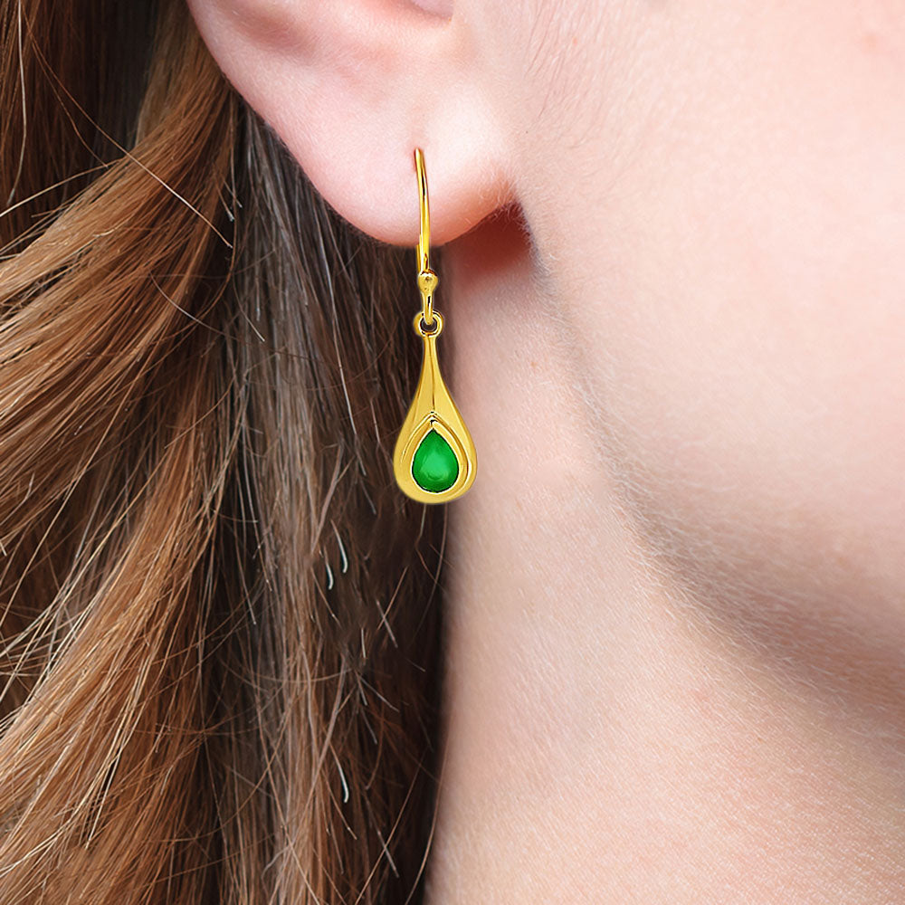 Elegant Handcrafted Teardrop Gemstone Earrings 18K Gold Plated TGE1022 EM-1278-0
